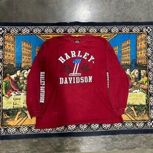 Harley Davidson long sleeve shirt Size 3XL Red Santa Fe New Mexico Y2k Vintage